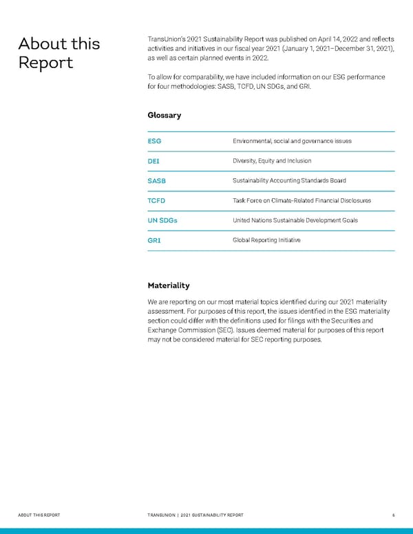 Sustainability Report | TransUnion Flipbook - Page 6
