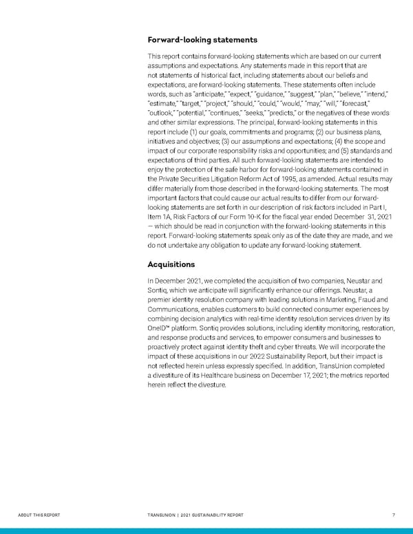 Sustainability Report | TransUnion Flipbook - Page 7