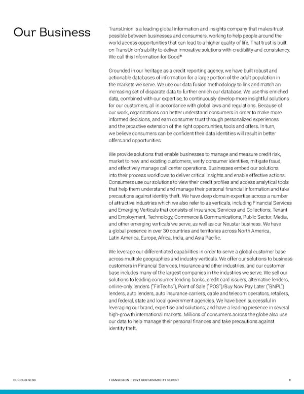 Sustainability Report | TransUnion Flipbook - Page 8
