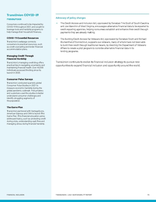 Sustainability Report | TransUnion Flipbook - Page 15