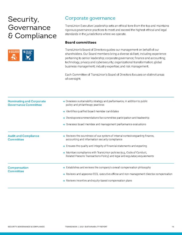 Sustainability Report | TransUnion Flipbook - Page 16