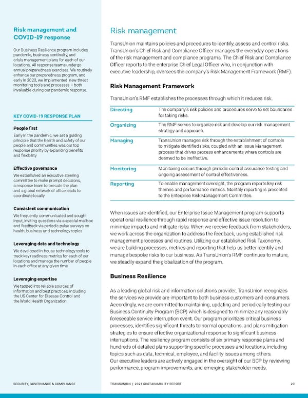 Sustainability Report | TransUnion Flipbook - Page 20